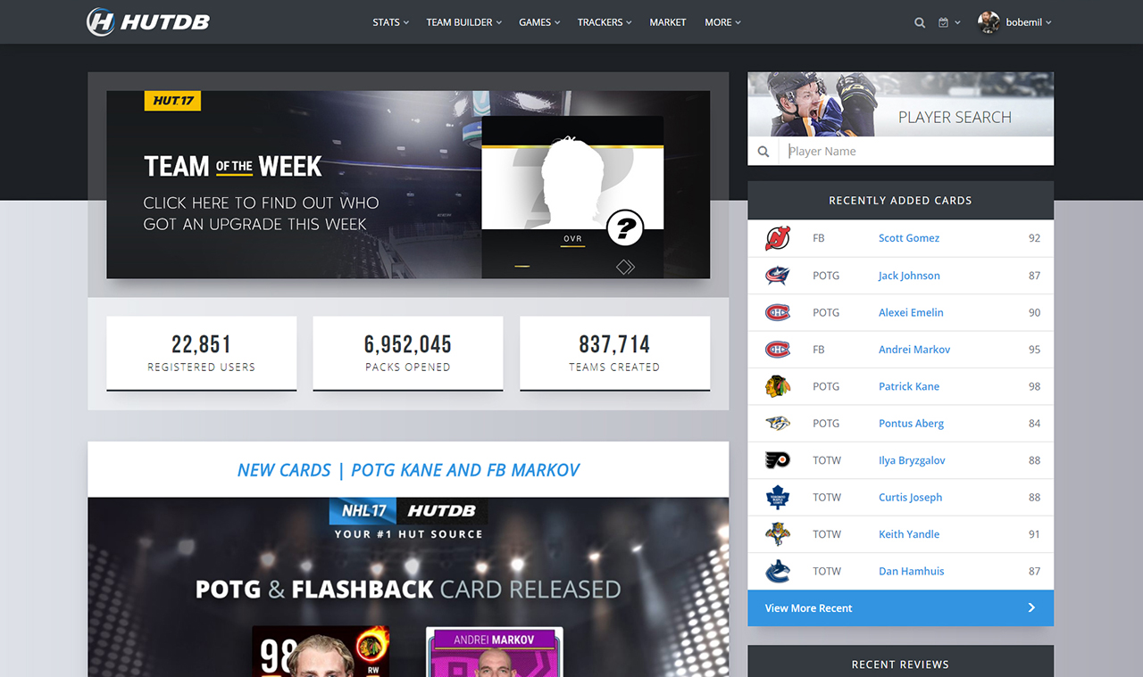 HUTDB - Tool & Database for NHL