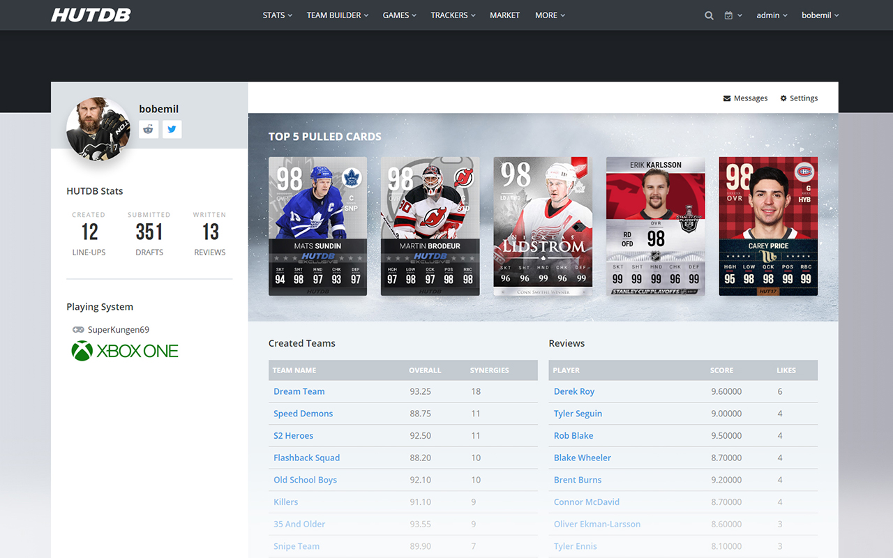 HUTDB - Tool & Database for NHL